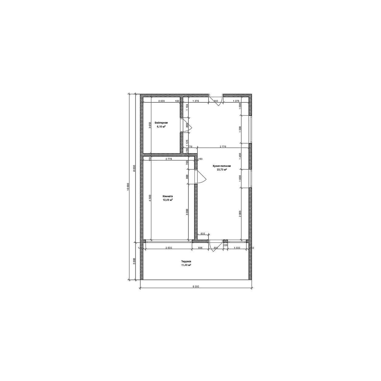 Планировка дома «ВыбирайДом 104» площадью 60 м² с 1 спальней